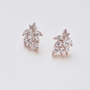 Dainty Rose Gold & Crystal Bridal Earring Studs